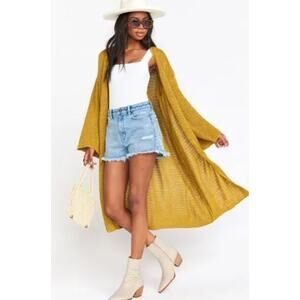 Show Me Your MuMu Farida Citrine Long Knit Cotton Linen Blend Cardigan Sweater